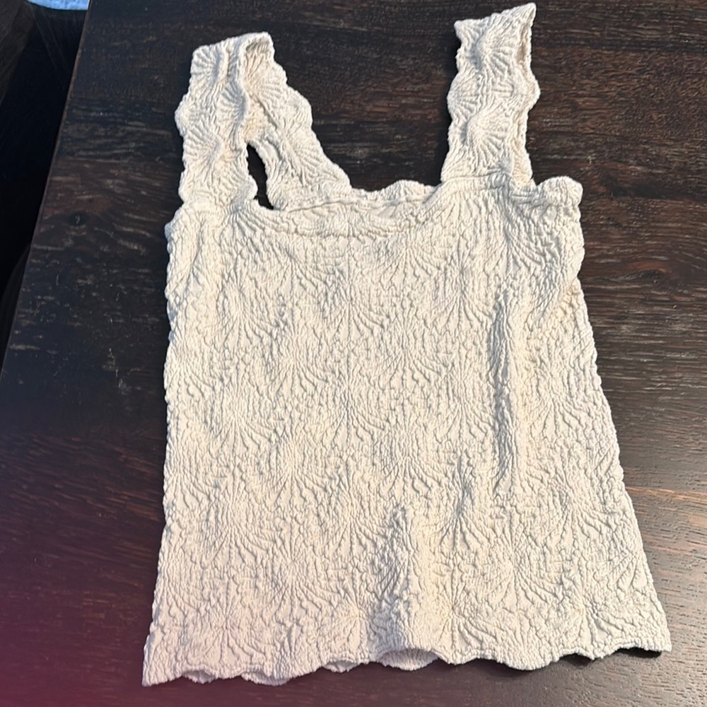 Free People Textured Cream Tank Top